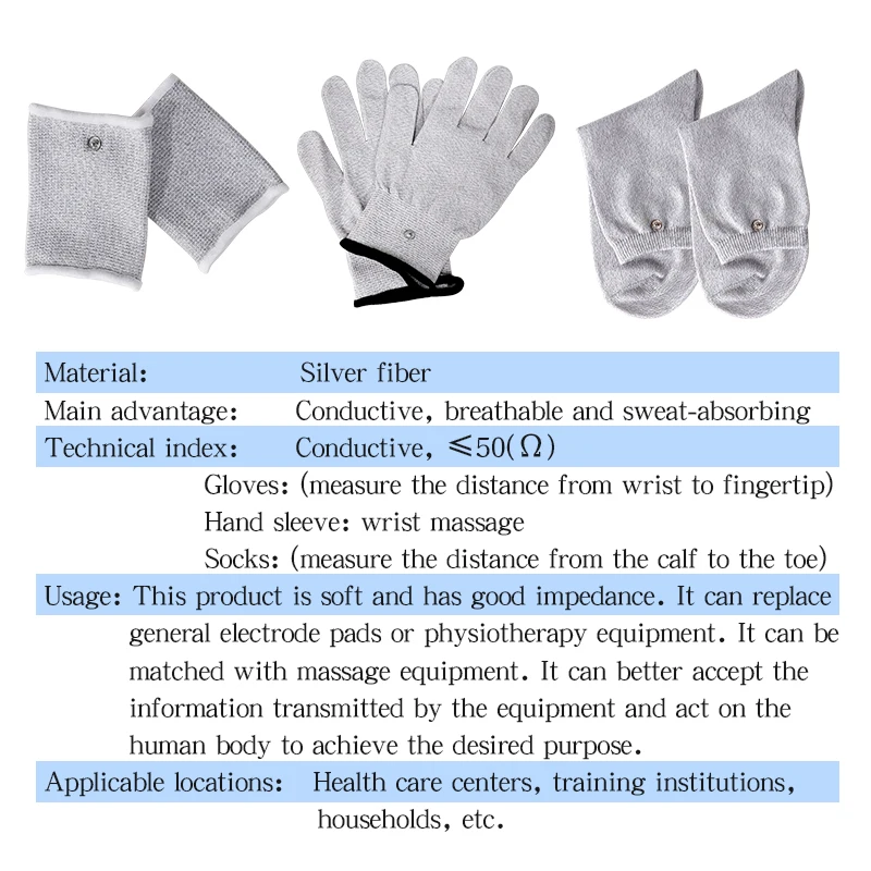 Zehner leitfähige Silber faser handschuhe Socken Arm schienen Akupunktur Körper massage Werkzeug digital ems Elektro stimulation Hand massage gerät