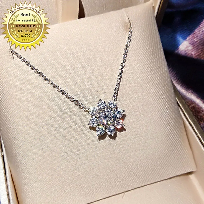 

Solid Au750 18K gold Necklace 3.5ct moissanite Diamond DVVS color With national certificate