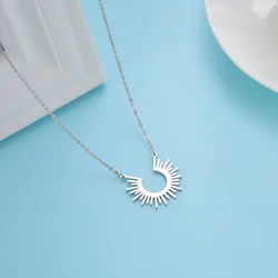 Cazador Rays of Sun Pendant Necklace for Women Half Circle Spiked Chocker Stainless Steel Jewelry Birthday Gift Wholesale 2026