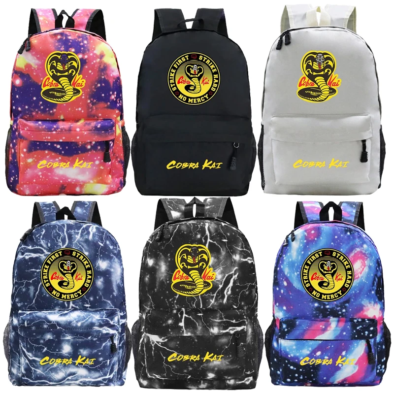 

Students Schoolbag Cobra Kai Backpack for Girls Boys Mochila Teens Cool Travel Knapsack Nylon Children Rucksack Kids School Bags