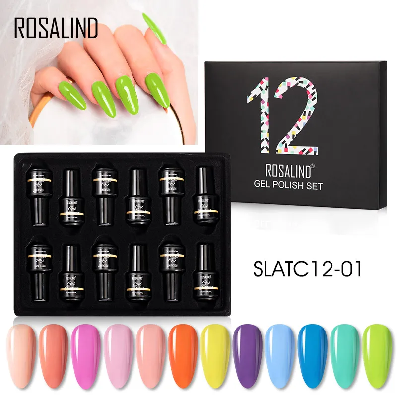 Rosalind Gel Nail Polish Set Kit vernis semi permanent uv Hybrid Varnish for Manicure  Base Top Coat Nails Art Gel Polish Set