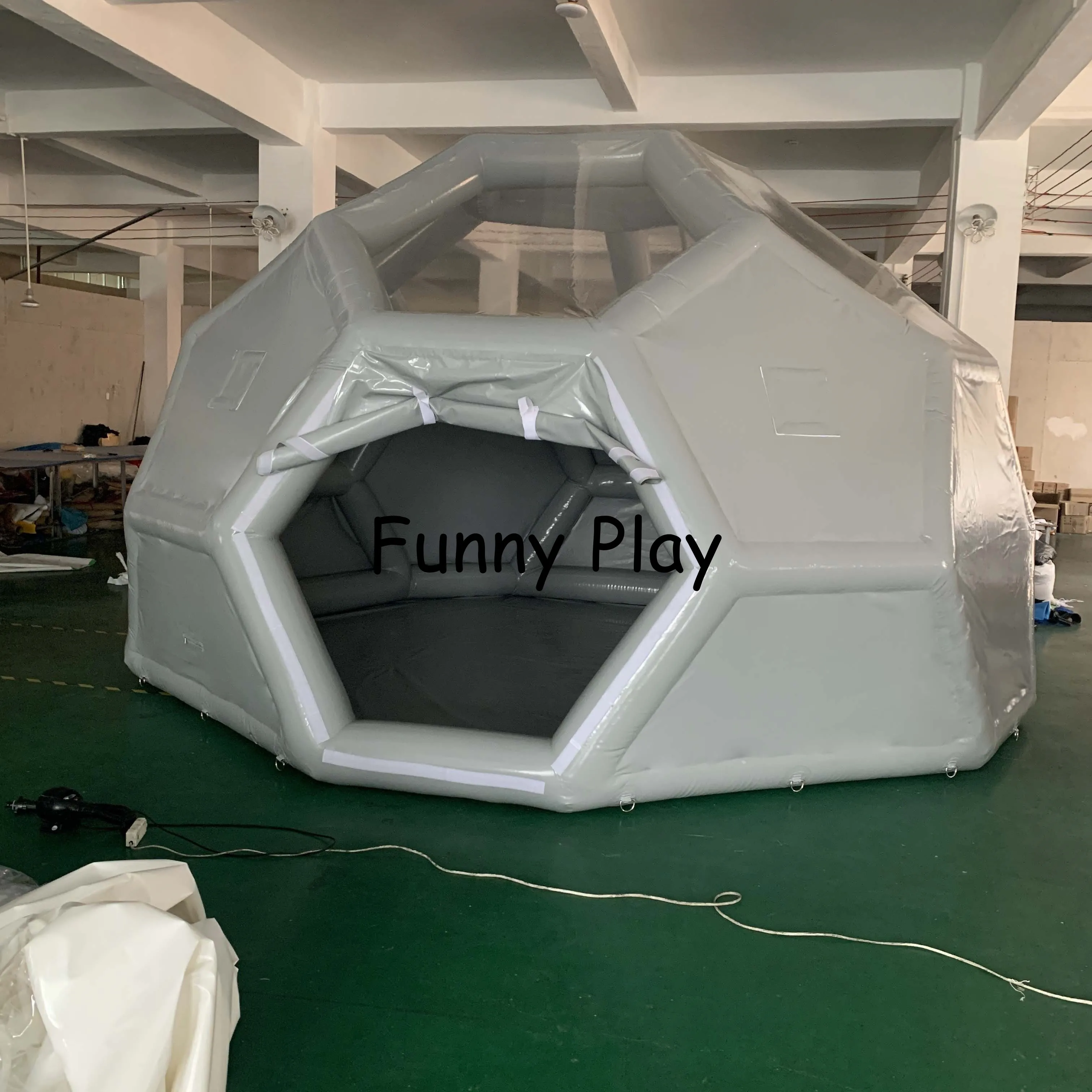 Polygon inflatable half clear football soccer tent inflatable show house Famaily Backyard tent,pvc leisure camping tent