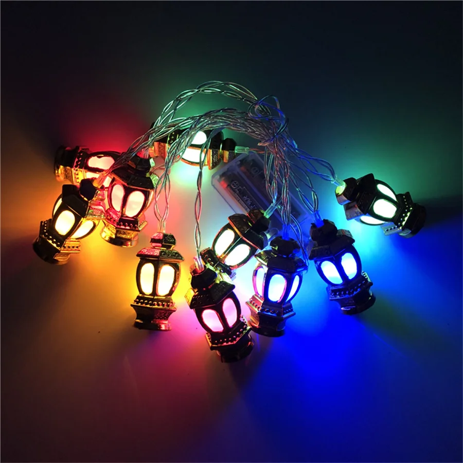 PAMNNY 10/20 LED Golden Lantern Fairy String Lights Battery Powered Outdoor Garden Ramadan Christmas Party Wedding Garland Light