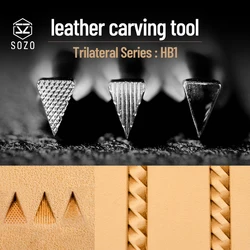 SOZO HB1 strumento per timbratura in pelle serie trilaterale timbri per intaglio a scacchi/lisci/verticali acciaio inossidabile 304