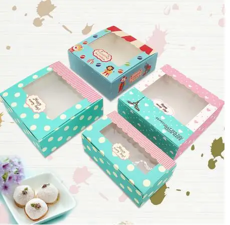 

13.5*13.5*5cm Packaging Paper Box with Clear Window Gift Box Packaging For Sweets Cookie Box Wedding Candy Box Party Supplies
