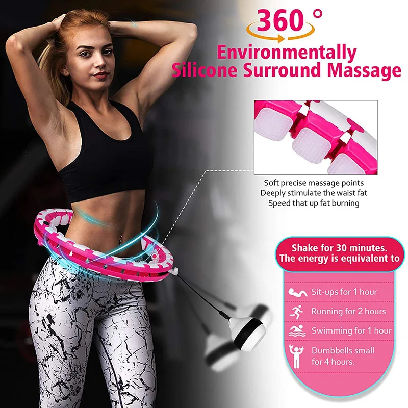 24 Detachable Knots Smart Weight Exercise Hoop Fitness Exercise Massage Rings Fat Burning Slimming Weight Loss Non-Fall Hoops