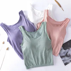 Women Tank Top Sexy Lingerie Female Camis Top Sleeveless Vest Underwear Knitted Top Sexy Tee Summer Tanks Padded Camisole