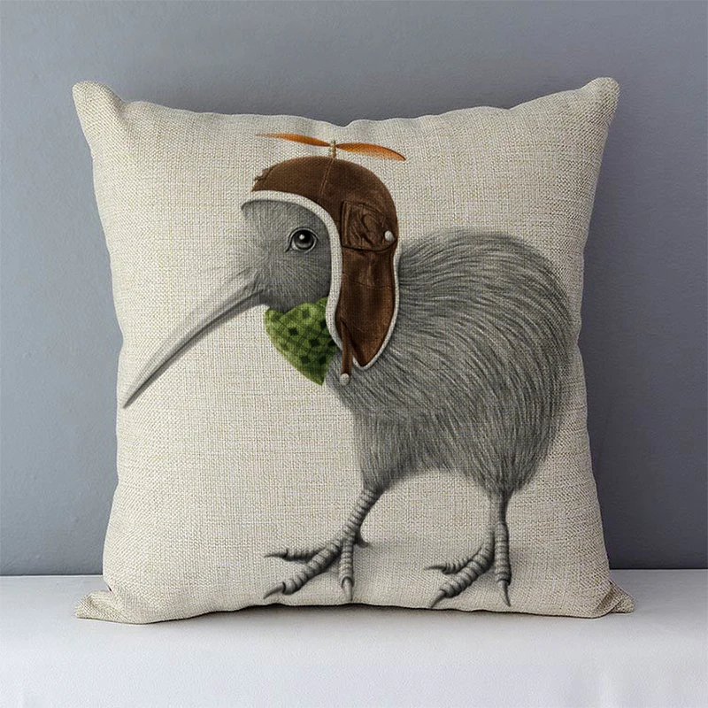 

Cute Animals printed Kiwi Bird Hare Sheep Wild Boar Deer Cushion Cover Pillows Home Decorative pillows seat back Cushion 45x45cm