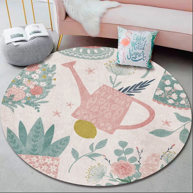 Tapis de jeu rond pour enfants, tapis de sol en coton, décoration de chambre d'enfants, cadeaux pour bébés