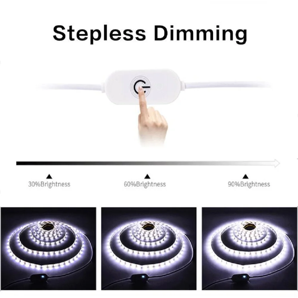 Dimmable USB LED Strip Lights 5V 60LEDs/m 2835 Flexible Lamp Tape For TV Backlight Room Kitchen Lighting Lamp 1M 2M 3M 4M 5M