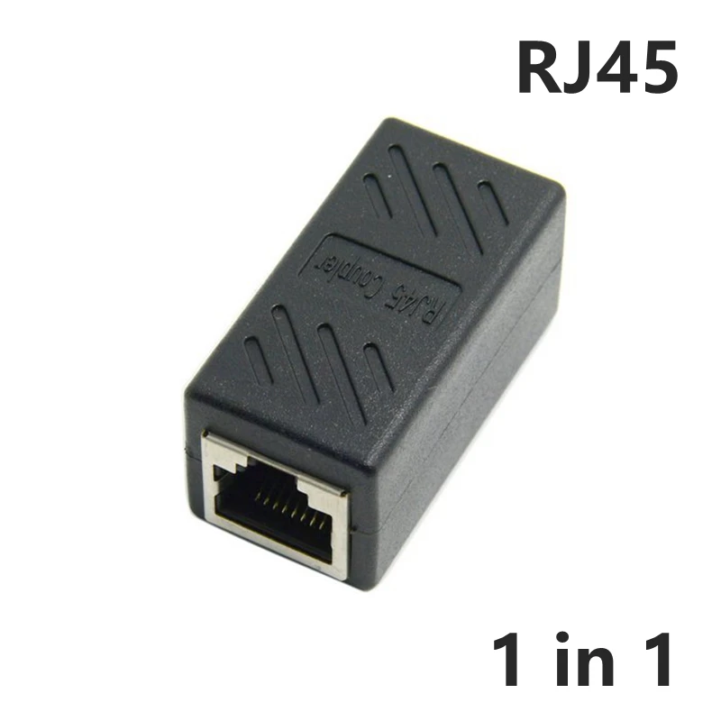 RJ45 Splitter Connector Adapter 1 to 2 Ways Ethernet Splitter Coupler Contact Modular Plug Connect Laptop Ethernet Cable