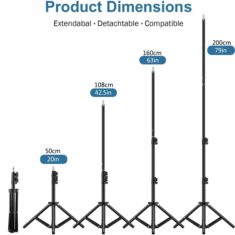 Photographic Lighting Stand Fill Light Stand Adjustable Tripod Suit For Ring Light With 1/4 Screw Ring Lamp Softbox Ringlight