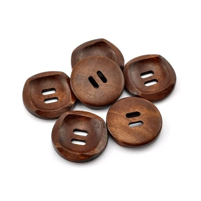 25PCs Brown 2 Holes Scrapbooking Sewing Natural Wood Buttons 30mm (1-1/6 Inch)