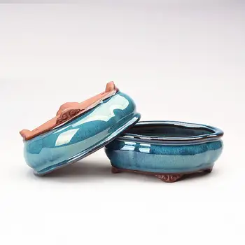 創意中式盆景花盆,通風紫色沙粒陶瓷工藝植物盆栽,適用於家庭辦公室 12 最佳銷售 可愛的小盆 - №4