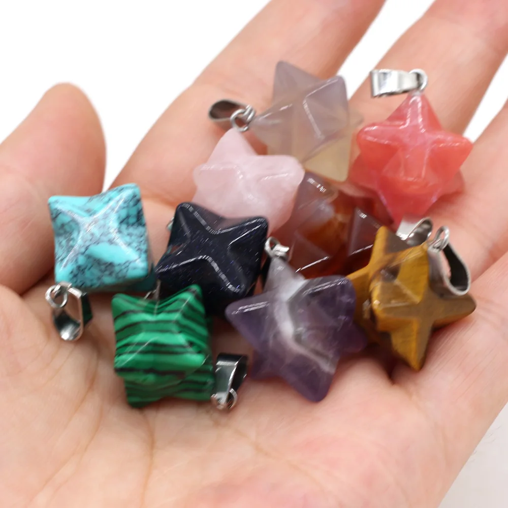 1/3/5pc Merkaba Star Pendant Natural Chakra Stone Crystal Reiki Healing Energy Quartz for DIY Fashion Jewelry Pendulum Wholesale