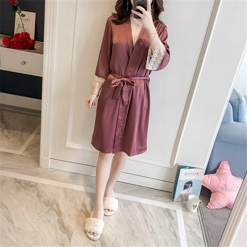 Ladies nightgown lace bathrobe foot bath shop outerwear nightgown home service beauty salon dedicated home bathrobe