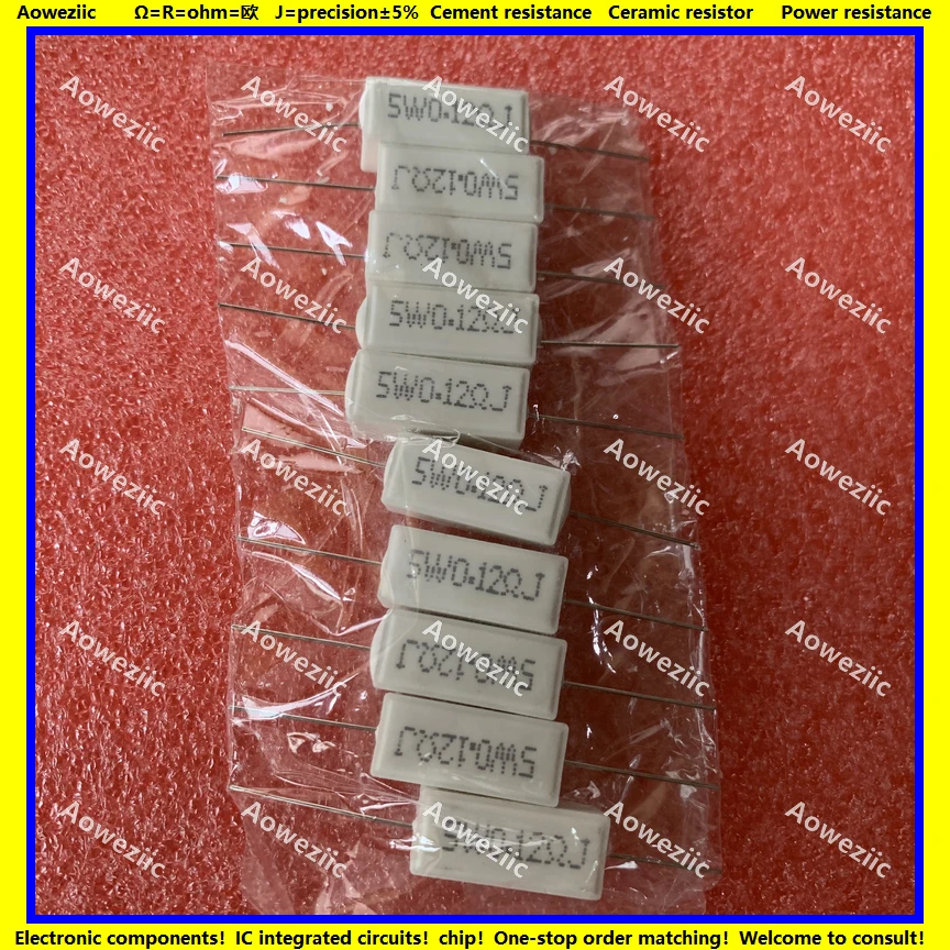 10Pcs RX27 แนวนอนซีเมนต์ความต้านทาน 5W 0.12ohm 0.12R 5WR12J 5W0. 12RJ 5W0R12J เซรามิคความต้านทานความแม่นยำ 5% Power ความต้านทาน