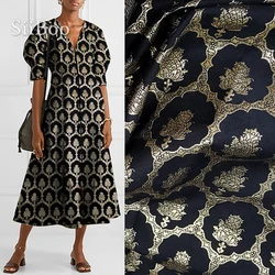 American and European style black red with gold floral metallic jacquard brocade fabric for coat dress tecidos stoffen SP4749