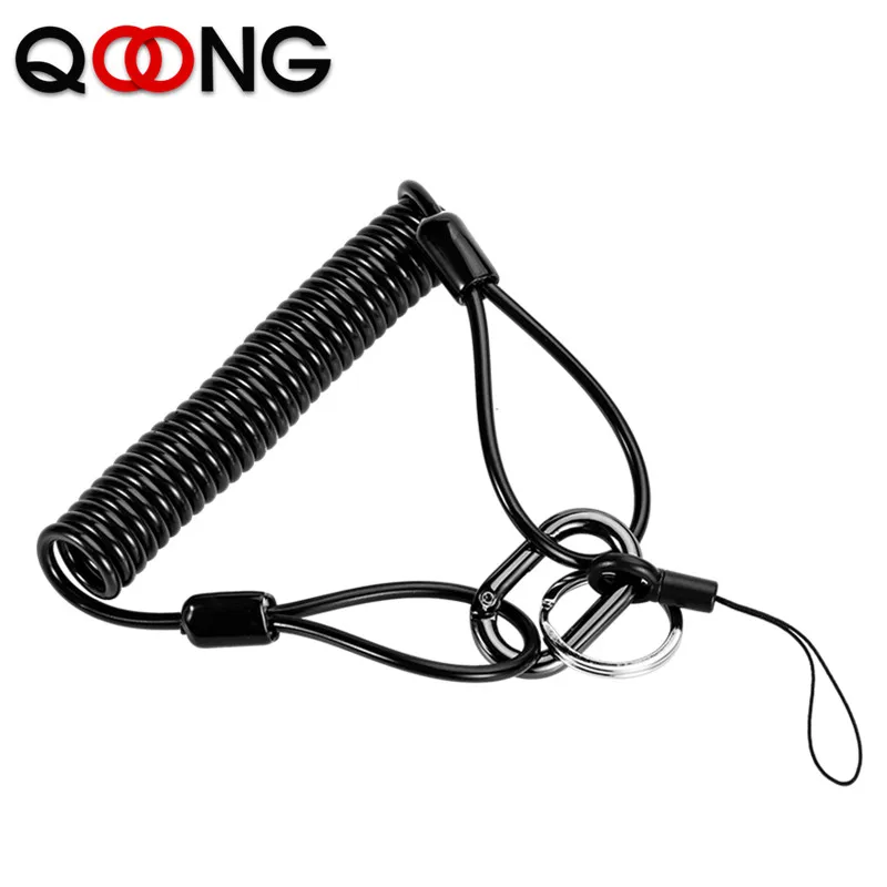 30-100cm Long Tactical Retractable Spring Elastic Rope Outdoor Survival Tool Anti-lost Keychain Lanyards Men's Hip Hop Jewelry