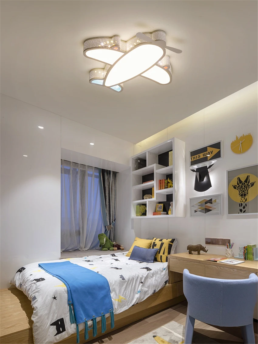 Cartoon Nordic aircraft ceiling lights children's room lamps boy LED plane shade light bedroom ceiling lamps lighting fixtures