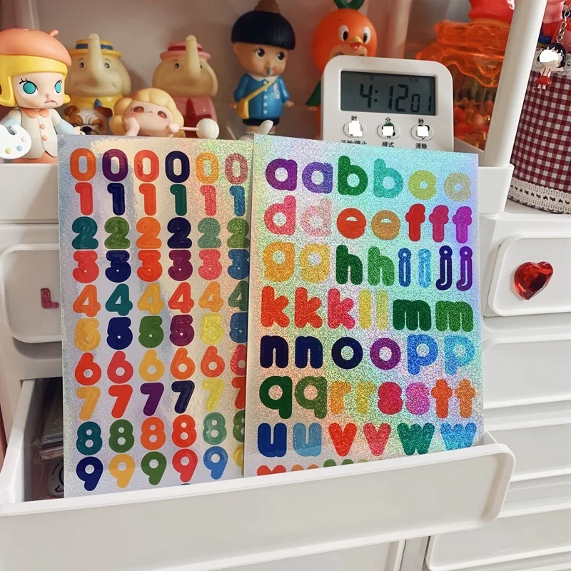 2Pc/Set Ins Best Dazzling Laser English Alphanumeric Stickers Diary Kawaii Notebook Sealing Stickers Stationery Label Sticker