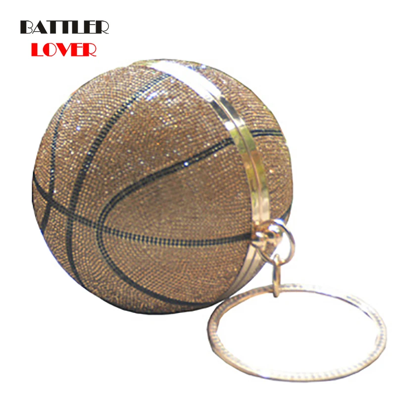 Ladies Round Evening Bag Rhinestone Shiny Basketball Purse And Handbags For Women 2021 Diamond Ball Clutch Wedding Party Bags