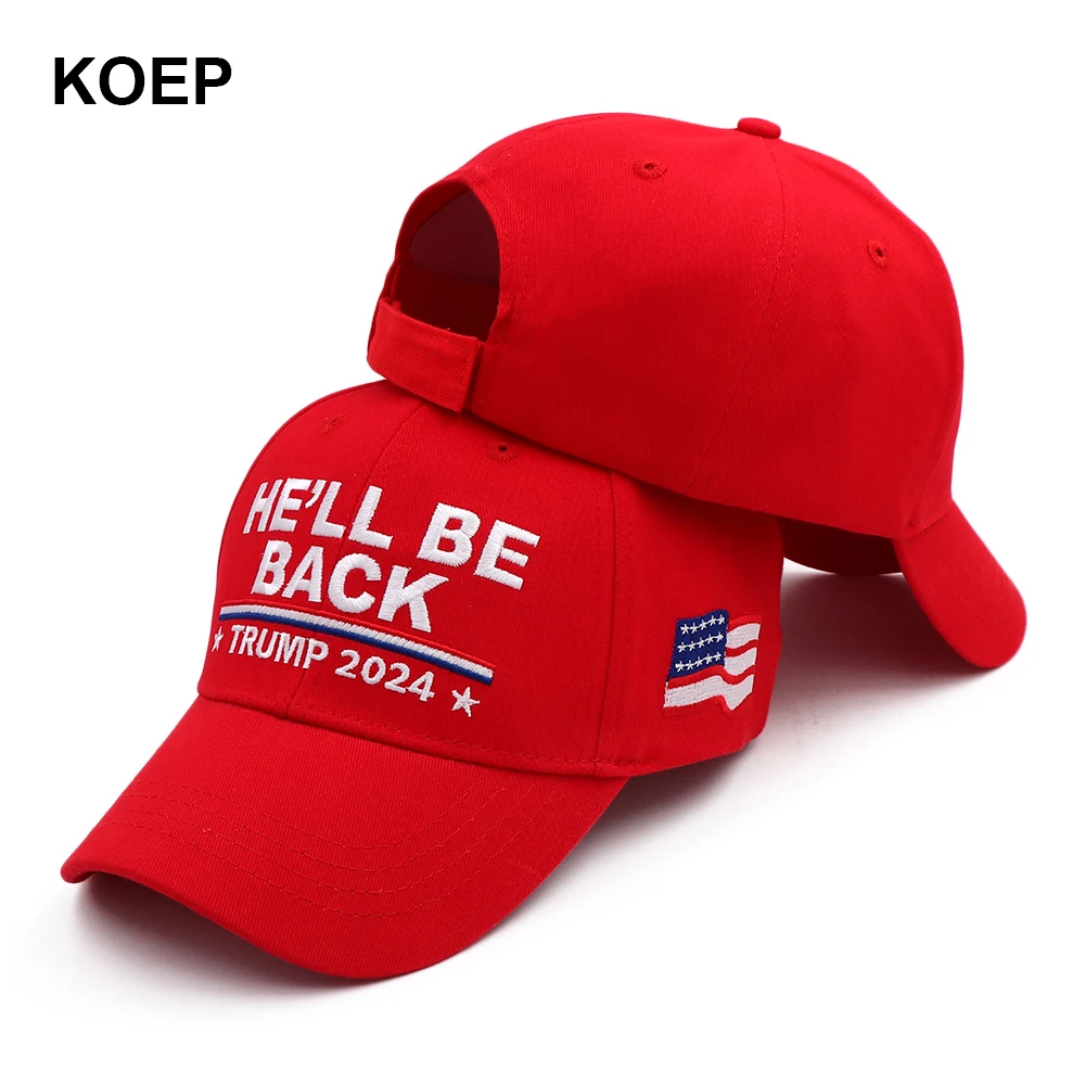 New Donald Trump 2024 Baseball Caps HE'LL BE BACK Snapback President Hat Embroidery Wholesale Drop Shipping