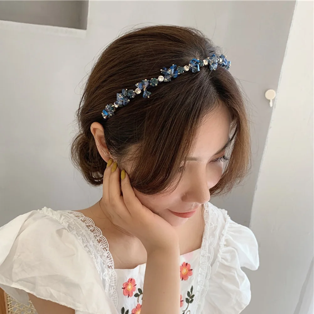 Light Luxury Crystal Hairband Rhinestone Retro Headbands French Elegant Hair Hoop Headdress Trendy All-matching Thin Headwear