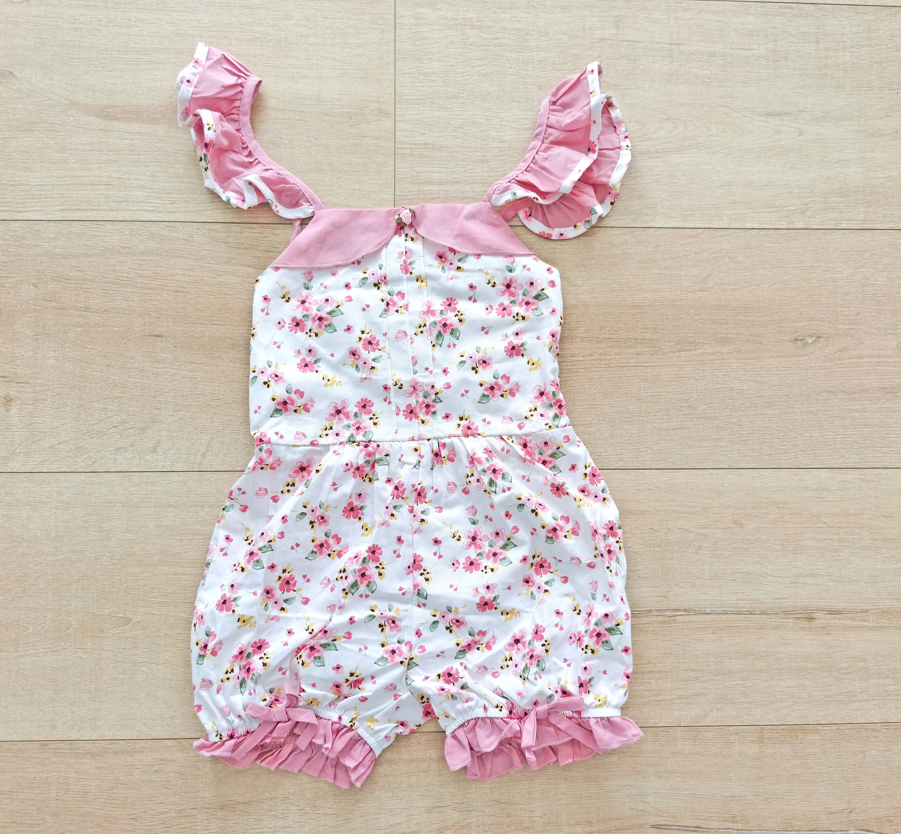 Flofallzique 2021 Brand Girl Romper Cotton Summer Vintage Floral With Petal Sleeves Cute Kids Clothes For Outdoor Leisure