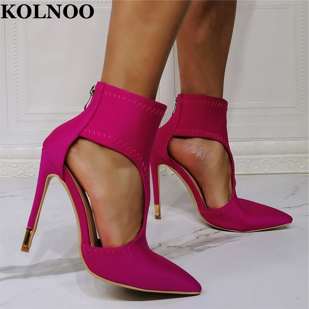 

Kolnoo New Handmade Ladies Stiletto Heels Pumps Ankle Wrap Pointed-Toe Real Pictures Party Dress Shoes Evening Fashion Red Shoes