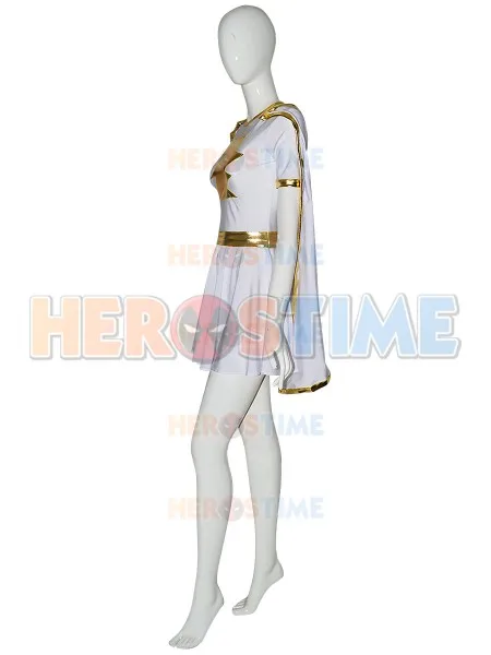 Shazam Family Mary Batson Cosplay Costume With Cape Spandex Superhero Costume for Halloween Zentai Bodysuit Hot Sale