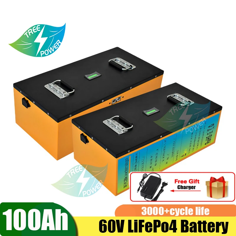 

Lifepo4 60V 100Ah Lithium Iron Phosphate Battery Pack with BMS for Electric Vehicle Lithium Battery Electric Beach Car RV