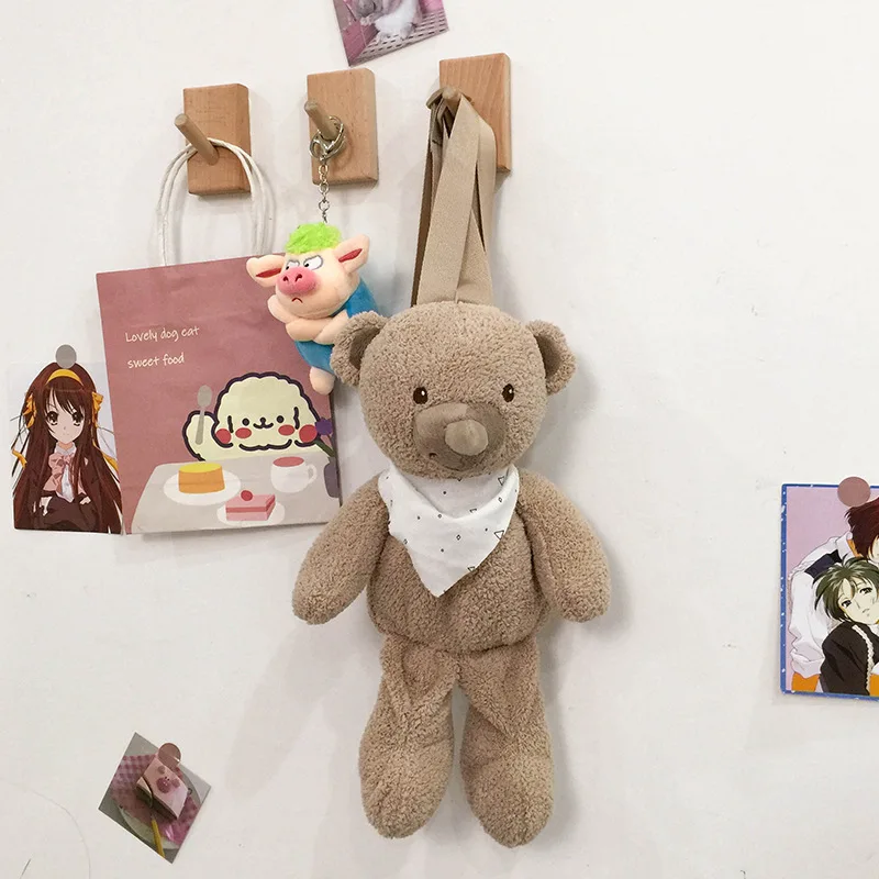 Nuovo stile sciarpa orsacchiotto bambola zaini di peluche per bambini orso zaino cane Koala peluche borsa da donna regalo per ragazze animali