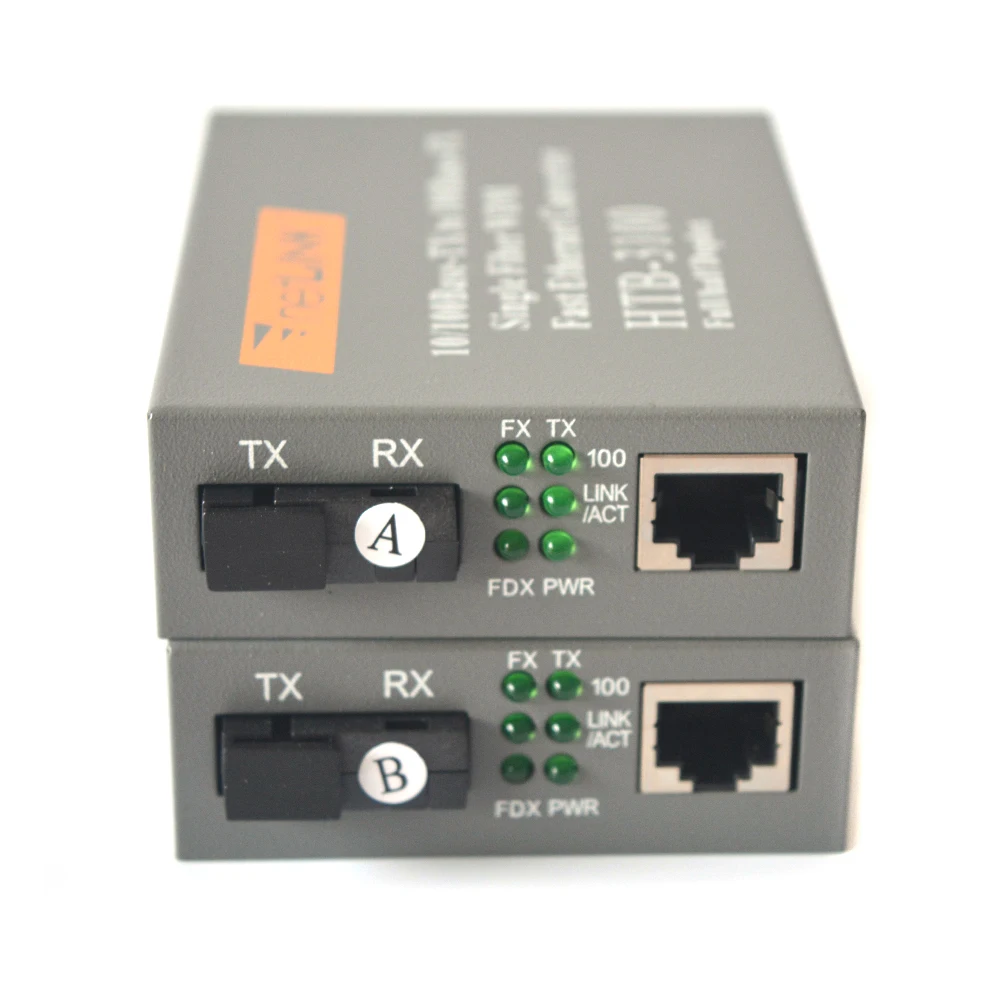 10/100Mbps Bi-Directional single-mode SC Fiber Fast Ethernet Media Converters - A Pair of 10/100Base-TX to 100Base-FX up to 20KM