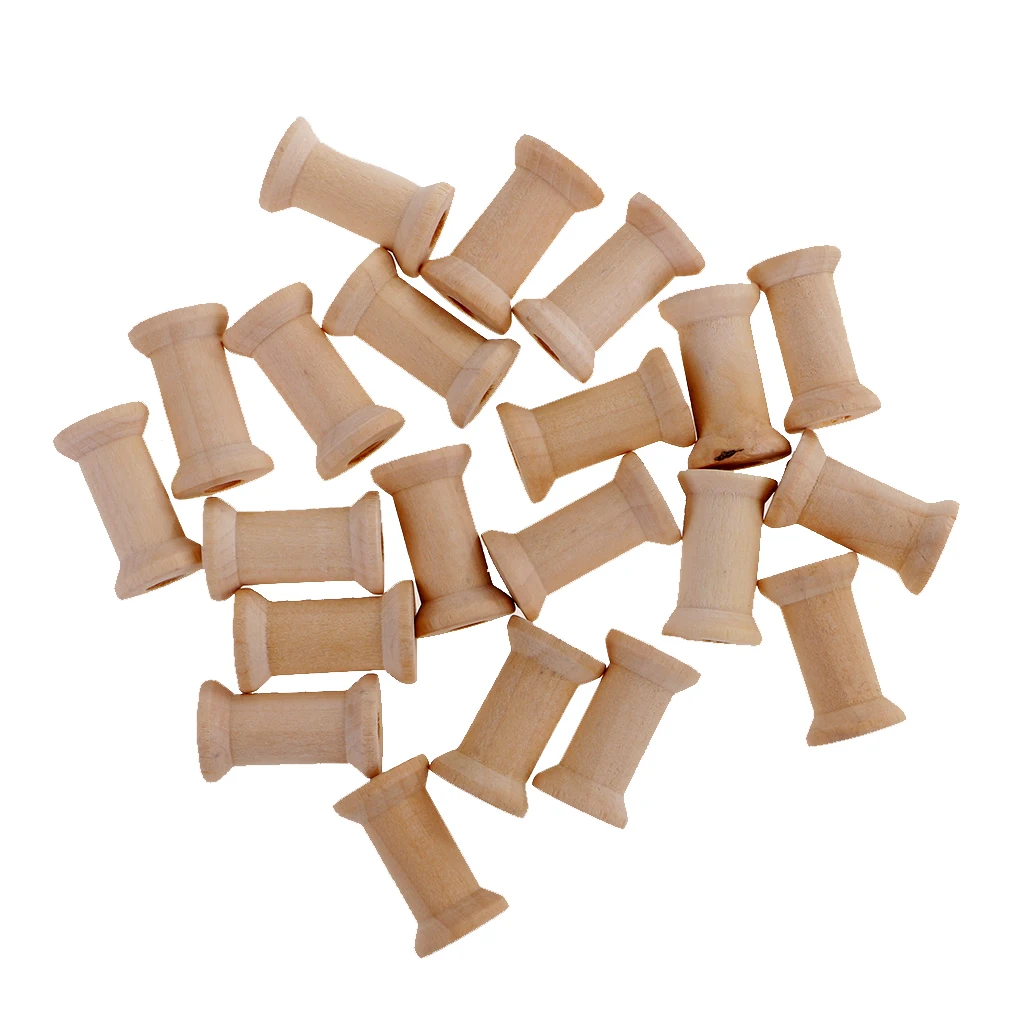 50pcs Empty Thread Spools Vintage Natutral Wooden Bobbins For Twine Wire Ribbons Reel Spool Sewing Accessories Tools DIY Crafts