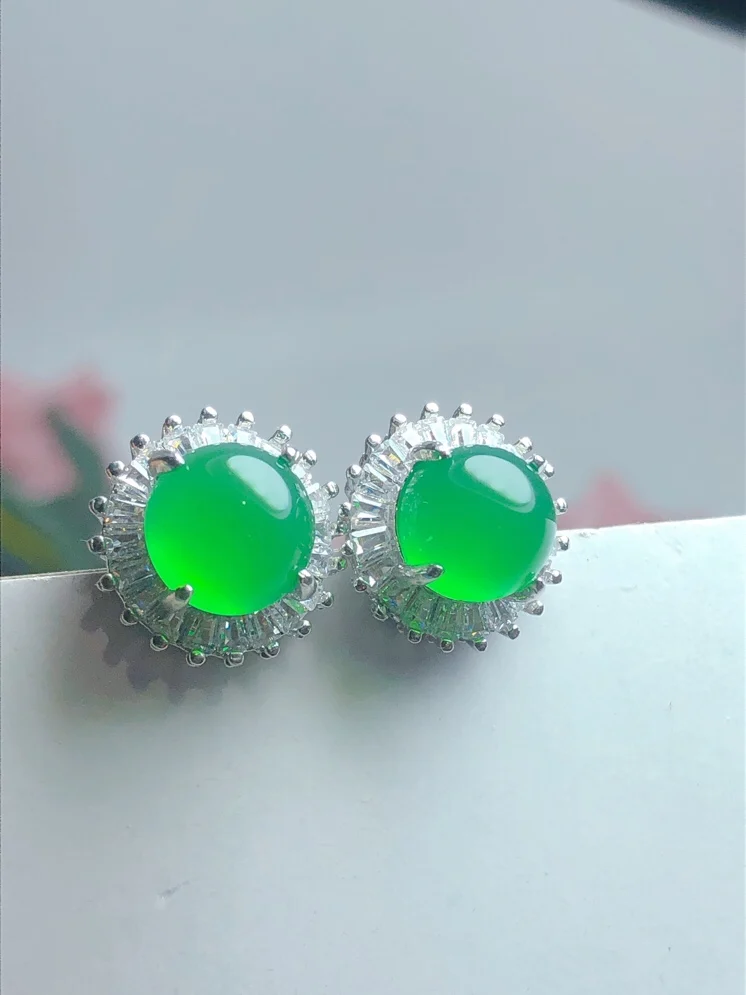 

Free Certificate New Women's Natural Green Jade 925 Sterling Silver Earrings Women Jewelry Gift