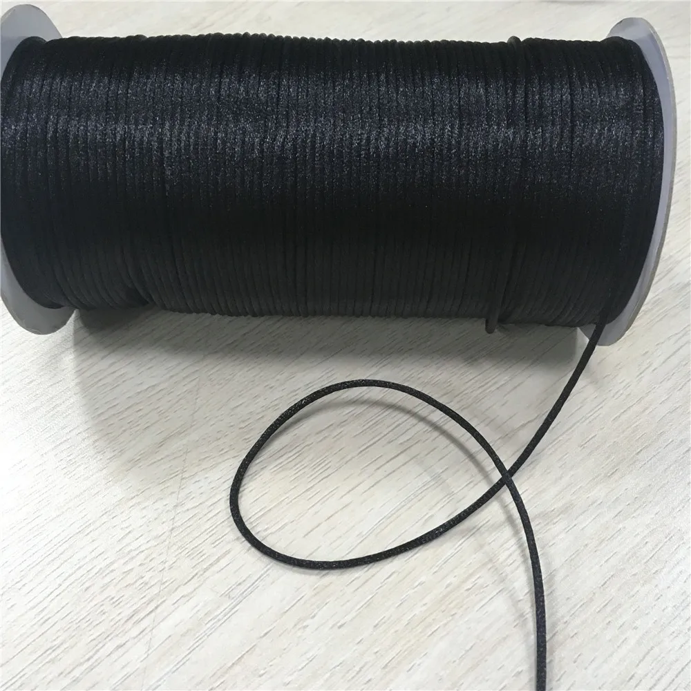 2mm Black Rattail Cord Thread Chinese Knot Macrame Cord Bracelet Braided String DIY Tassels Beading Thread 10meters loose lot