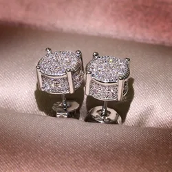 Boucles d'oreilles Hip Hop Micro Pave Lab Diamond Stud, group argent regardé 925, ix, Boucles d'oreilles de mariage, Femmes, Hommes, Bijoux de travailleurs