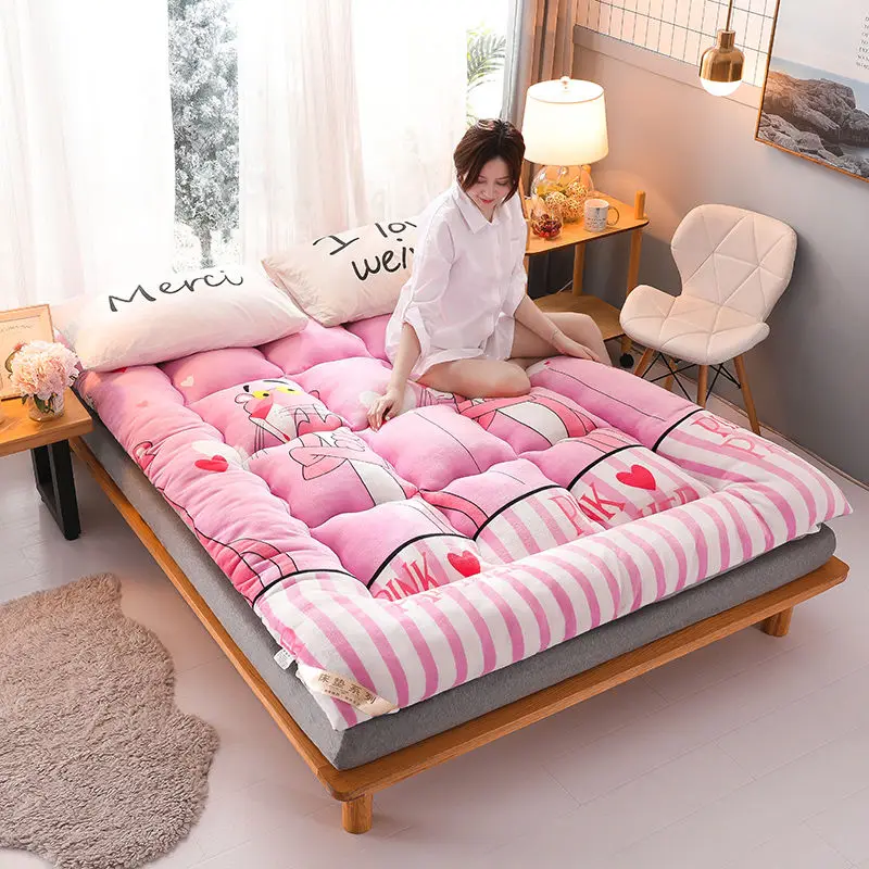 Materace Tatami wełna jagnięca materac tapicerowany zagęścić ciepły Futon flanelowy materac karimata mata na łóżko podwójne kołdry poduszka