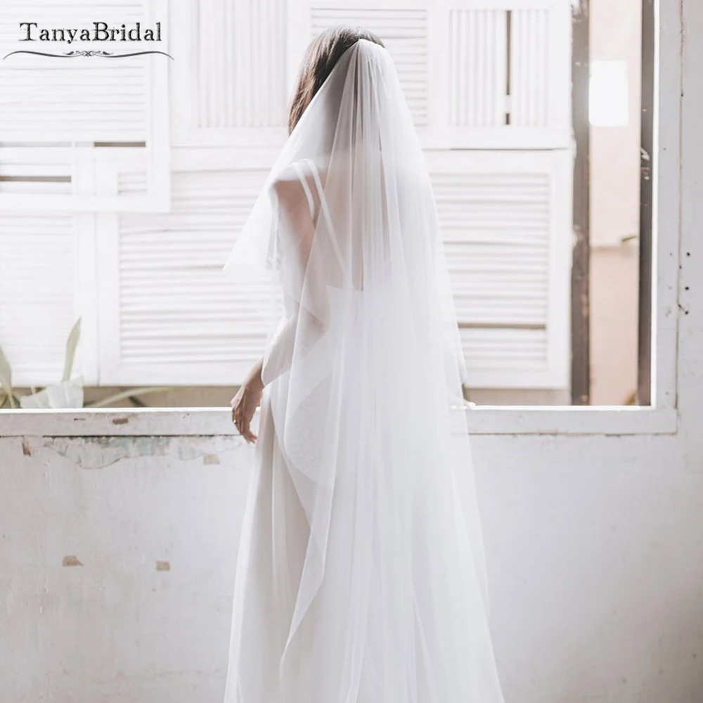 

Simple Fairy Wedding Dresses Roamtic Elegant Bridal Veils Soft tulle Accessories DV028
