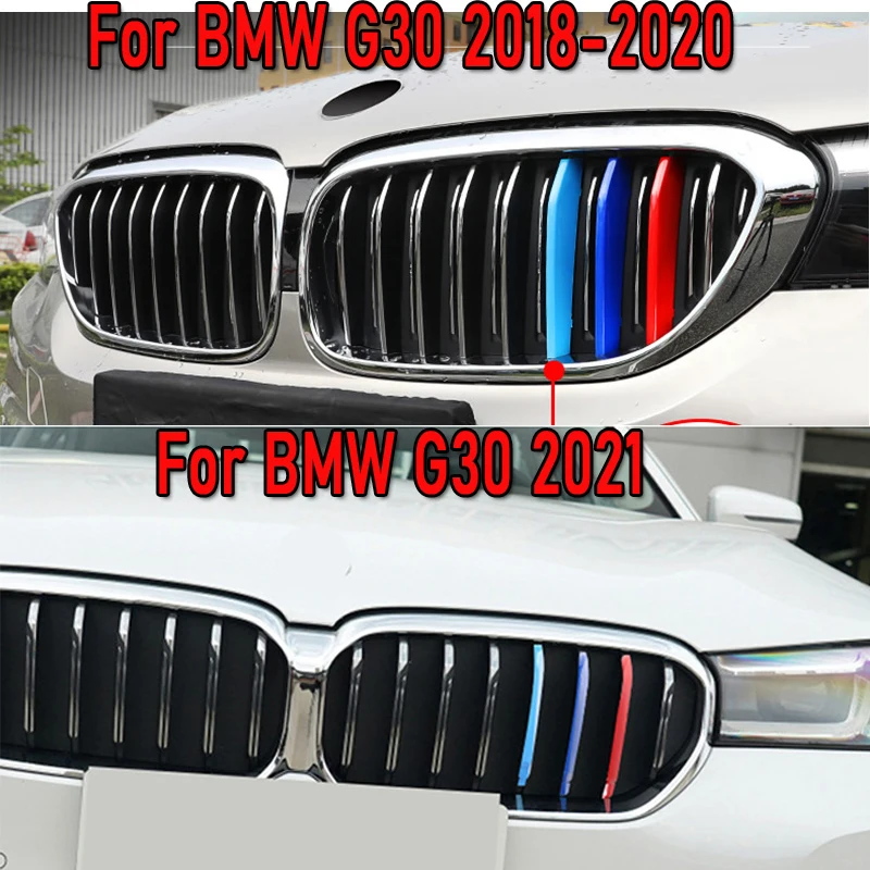 3pcs For BMW G30 F10 E60 E39 F07 F11 G31 5 Series 2021 2020 Accessories ABS Germany Flag Color Car Racing Grill Strips Trim Clip