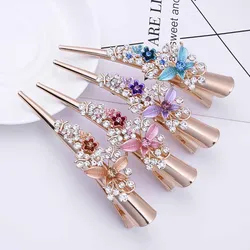 Flower Rhinestone Women Hair Accessories  Beautiful Floral Hair Clip Girls Hair Pins Sweet Wedding Headwear Crystal Barrette