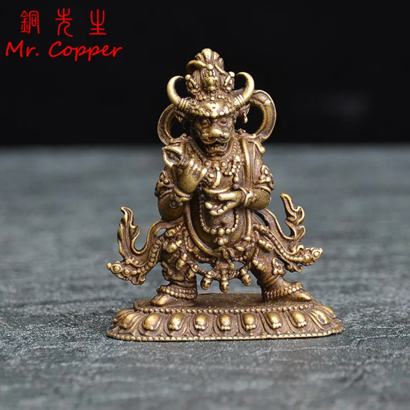 Antique Copper Tibetan Buddhism Vajra Law-king Buddha Statue Home Decoration Accessories for Living Room Ornament Brass Figurine