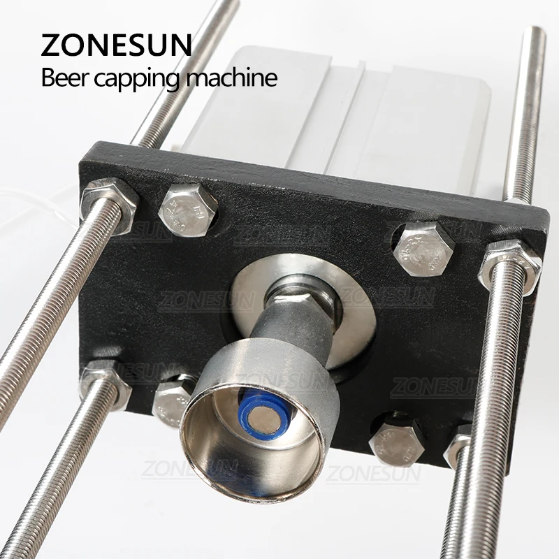 ZONESUN Pneumatic Semi-Automatic Beer Juice Soy Milk Drink Glass Bottle Cap Screwing Capping Machine