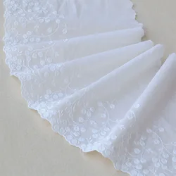 1yard pizzo di cotone Bianco del merletto del ricamo del vestito di lana con le tende allungamento fatto a mano puro cotone accessori 21 centimetri di larghezza