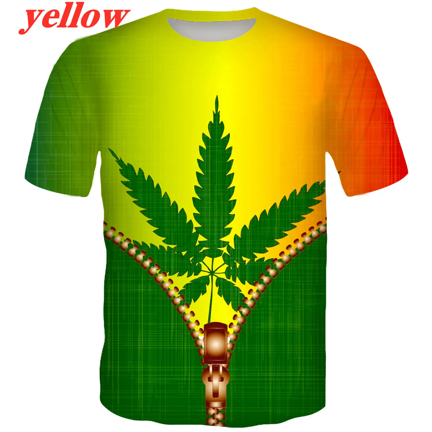 2022 Hipster Short Sleeve Summer Cool Fashion T Shirt Weeds Green Leaves 3D Print Male T-Shirts