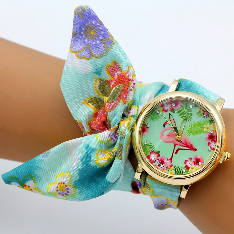 Shsby reloj de pulsera de tela de flores para mujer, reloj de vestir de moda, reloj de cuarzo de alta calidad, reloj de tela para niñas dulces, nuevo