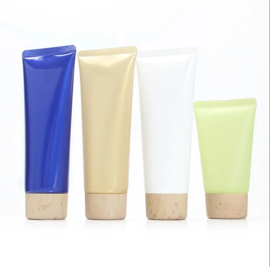 50ml100ml soft tube wooden shape lid cleaning serum hand cream/gel cleanser butter tube/cleanser milk skin care cosmetic packing