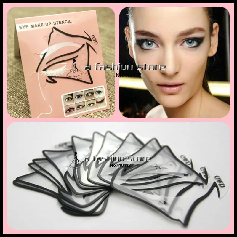 10 pcs/lot 7 style in 1 set Quick Makeup Cat Eyeliner Smokey Eyeshadow Drawing Guide Reusable Stencil Classic Eye Line Template