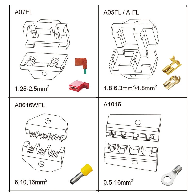 Wire Cable Terminal Crimper Die Set For Pneumatic Crimping Pliers